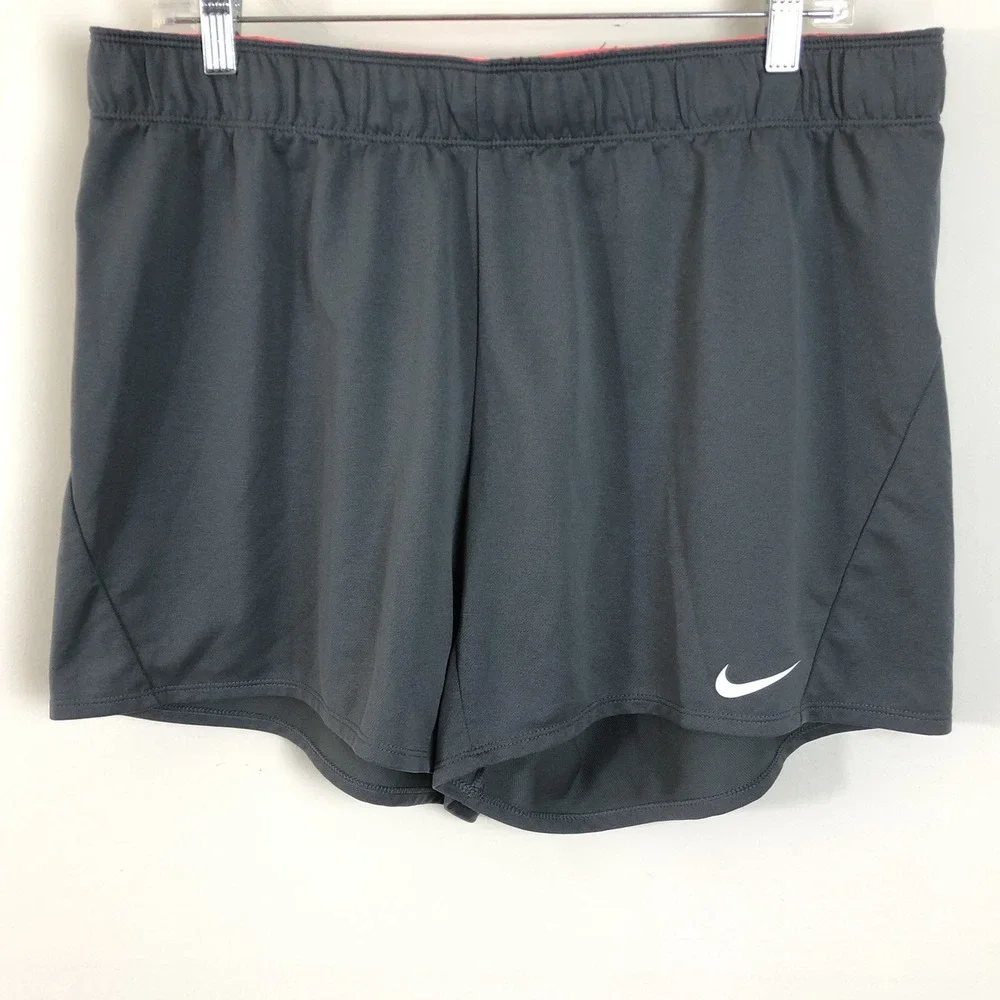 Nike Athletic Gym Running Shorts Womens XL Gray Pink Outdoor Swoosh